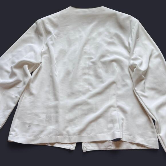 vintage White lace button up blouse sz 14 pearl delicate romantic cottage - Picture 6 of 8